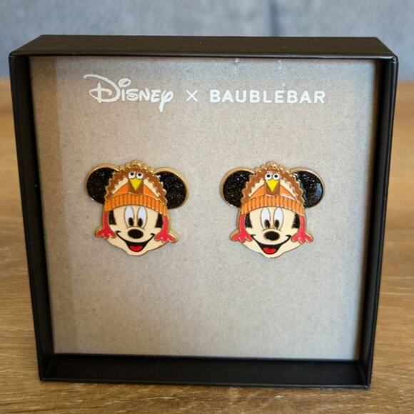 Disney x Baublebar Mickey Mouse Thanksgiving Turkey Hat Fun Earrings Studs - Picture 1 of 5